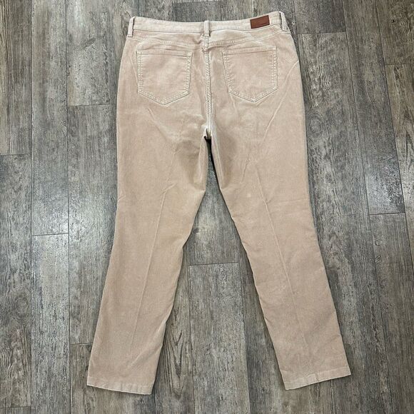 Lands End MID RISE SLIM Sz 18 Tan Corduroy High Rise Pants Slacks Trouser 39x30 - Picture 9 of 12